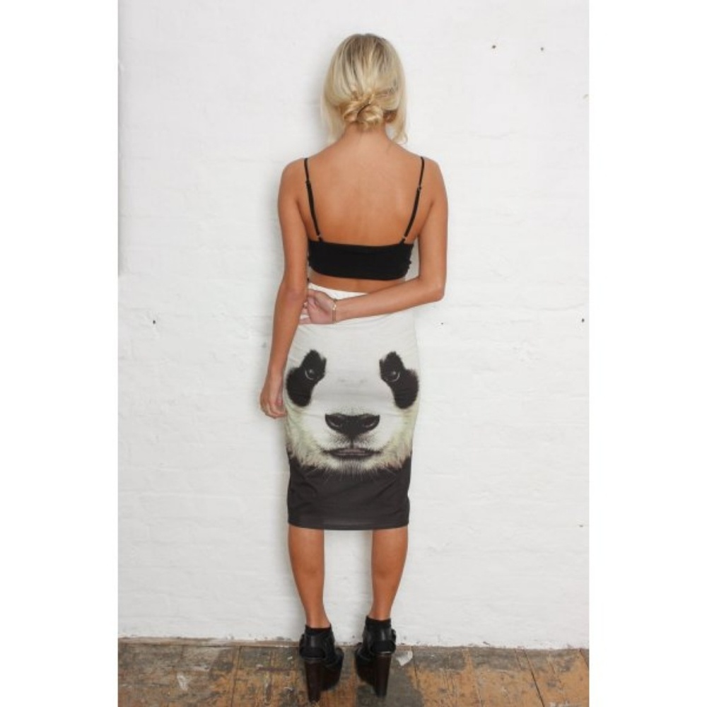 Cute Panda Face Midi Bodycon Pencil Skirt